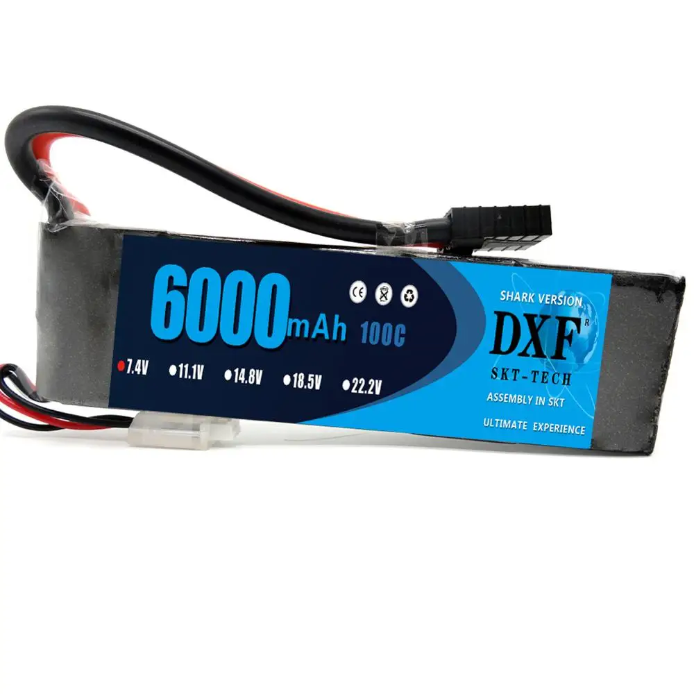 DXF RC Car Lipo Battery 7.4V 6000mah 100C-200C Bateria Lipo Buggy Truggy TRX 1/10 Helicopter Car Quadcopter Airplane
DXF RC Car Lipo Battery 7.4V 6000mah 100C-200C Bateria Lipo Buggy Truggy TRX 1/10 Helicopter Car Quadcopter Airplane