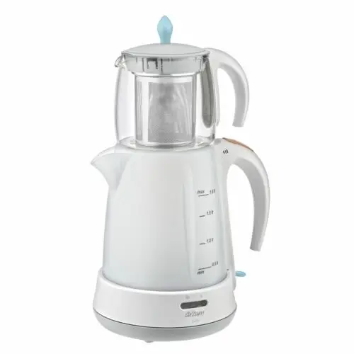 

Arzum AR3002-M Cayci Tea machine Teekocher in White-Blue Cay Makinesi Caydanlik