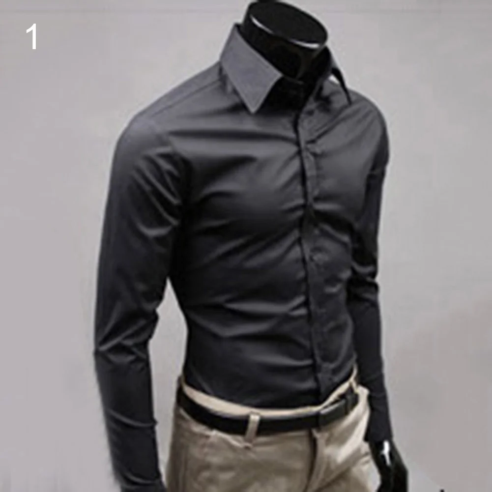 Фото Рубашка мужская деловая с длинным рукавом люксовая Повседневная Формальная