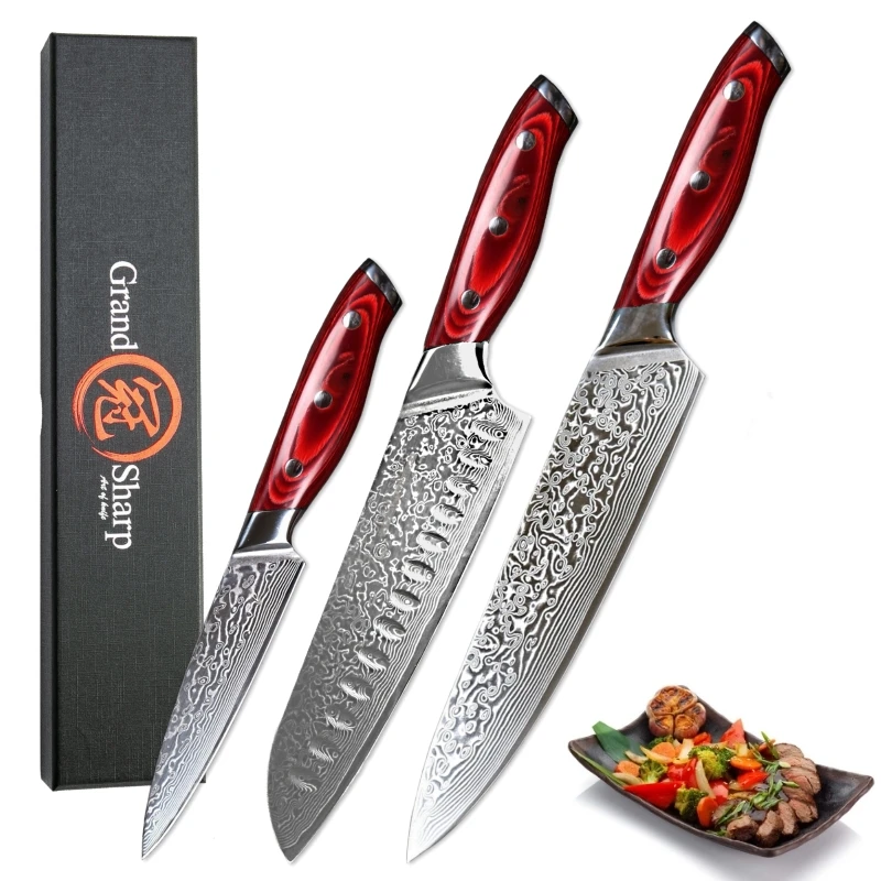 Набор кухонных ножей GRANDSHARP vg10, японские столовые приборы шеф-повара из Дамаска, сантоку, 67 слоев, Подарочная коробка, японские ножи из дамасс...
Набор кухонных ножей GRANDSHARP vg10, японские столовые приборы шеф-повара из Дамаска, сантоку, 67 слоев, Подарочная коробка, японские ножи из дамасс...