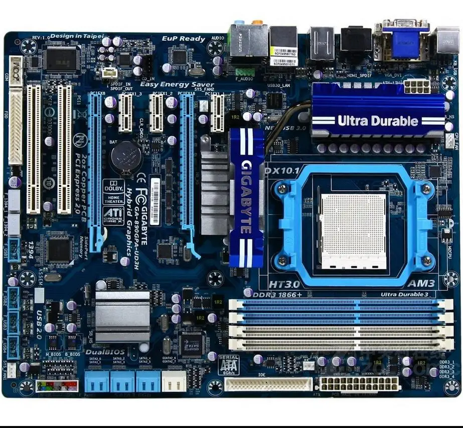 Для Gigabyte GA-890GPA-UD3H оригинальная б/у настольная материнская плата 890GPA-UD3H 890G Socket AM3 DDR3