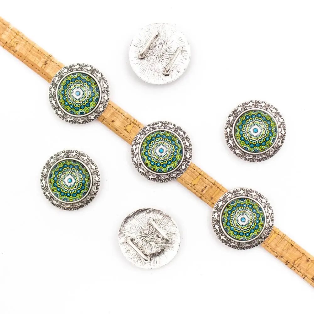 10units For 10mm flat cord slider with Portuguese tiles for bracelet finding(27mm) Round accessories D-1-10-221 | Украшения и