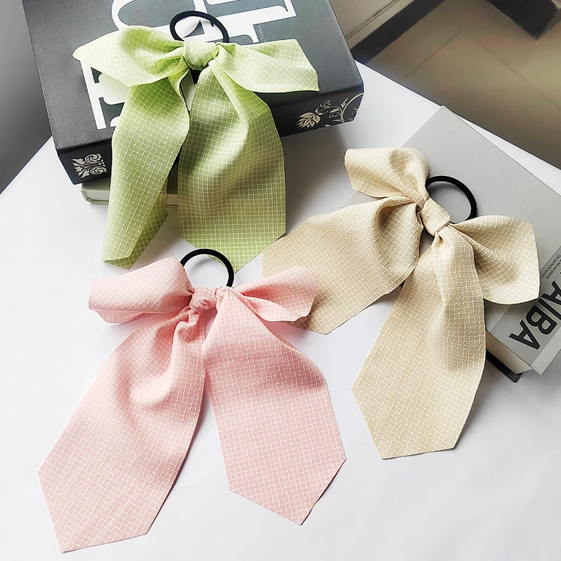 

Women Double Layer Fashion Bow Long Streamers Scrunchies Hair Ties Hair Accessories For Girls Elastic Hair Band Ponytail Holder