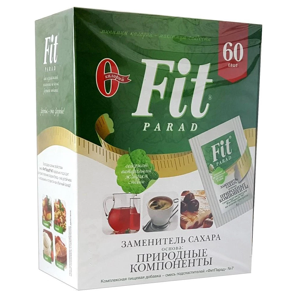 Заменитель сахара Fit Parad №7 60 г (60 пакетиков по 1г) | Продукты
