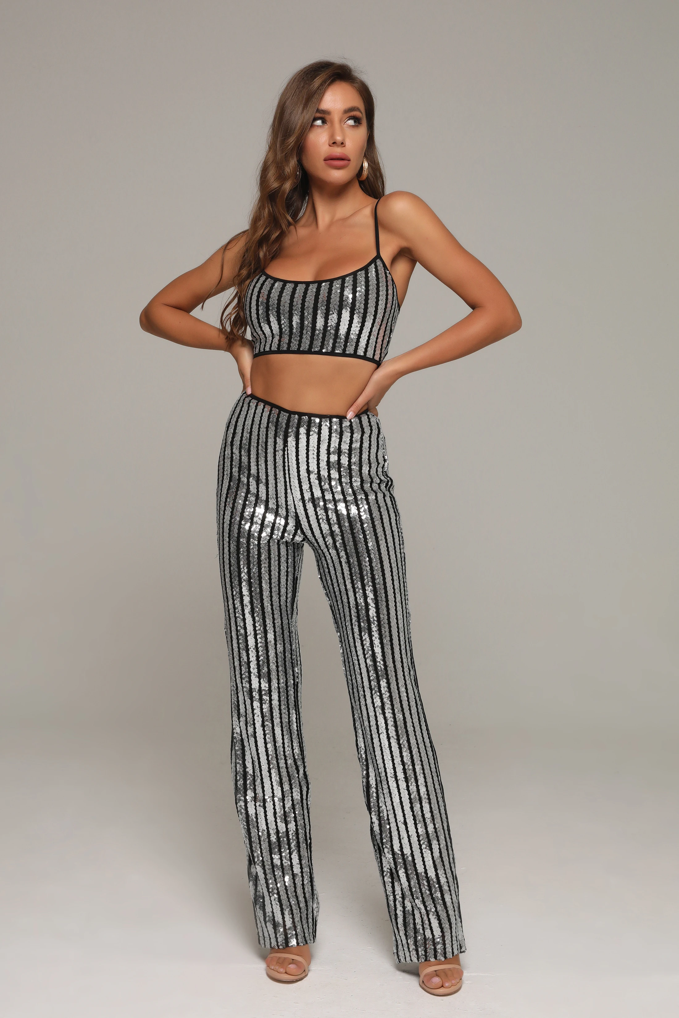 Babatique Women Winter Sexy Sleeveless Mesh Sequins Two Piece Set 2021 Celebrity Designer Women's Long Pants Set
Babatique Women Winter Sexy Sleeveless Mesh Sequins Two Piece Set 2021 Celebrity Designer Women's Long Pants Set