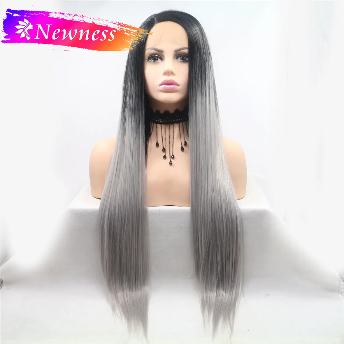 Парик Newness 13x4 с синтетическими кружевами спереди длинные шелковистые прямые