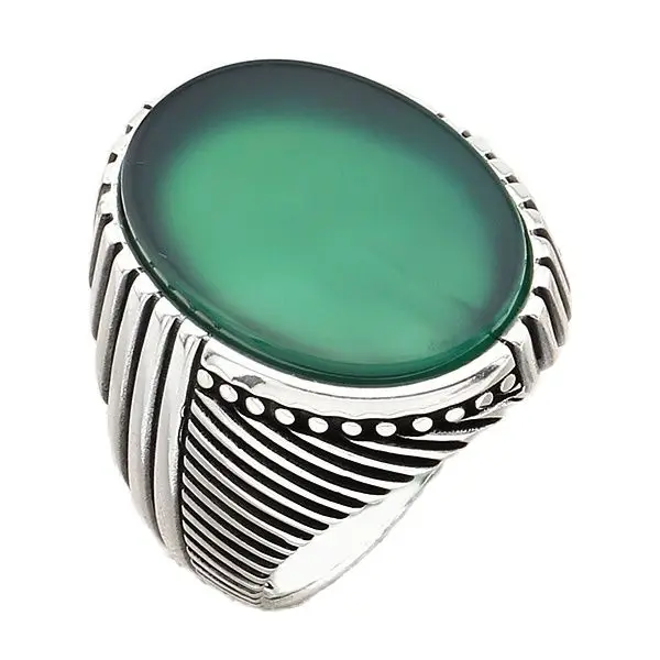 Horizontal and Vertical Lines Sterling Silver Men's Ring with Oval Green Agate Natural Stone Wedding Anniversary Gifts
Horizontal and Vertical Lines Sterling Silver Men's Ring with Oval Green Agate Natural Stone Wedding Anniversary Gifts