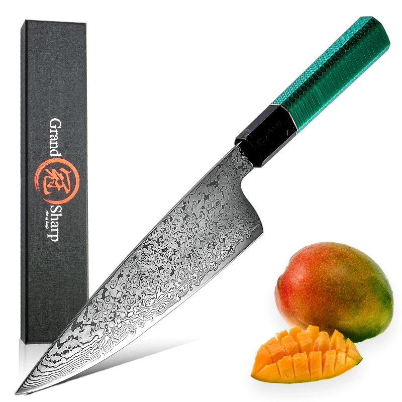 Grandsharp Damascus Kitchen Knives 8 Inch Gyuto Knife 67 Layers VG10 Japanese Damascus Steel Butcher Cooking Slicing Tools NEW
Grandsharp Damascus Kitchen Knives 8 Inch Gyuto Knife 67 Layers VG10 Japanese Damascus Steel Butcher Cooking Slicing Tools NEW