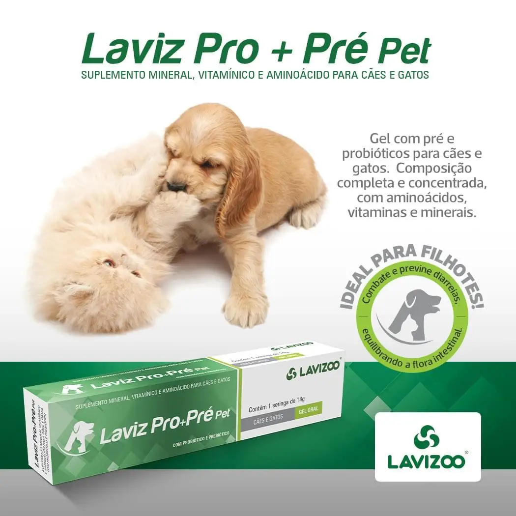 Suplemento with Probiótico and Prebiótico for Cães and Gatos Laviz Pró Pré Pet Lavizoo
Suplemento with Probiótico and Prebiótico for Cães and Gatos Laviz Pró Pré Pet Lavizoo