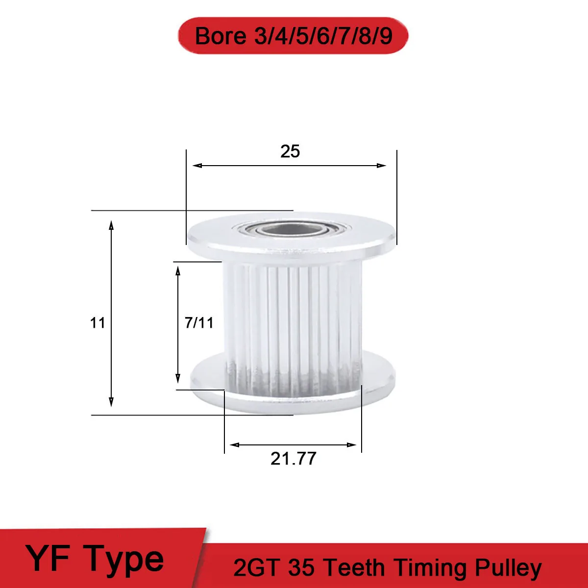 1Pcs 35 Teeth 2GT YF Type Synchronus Wheel Idler Pulley Bore 3 4 5 6 7 8 9mm Aluminium Timing Pulley Width 7 11mm
1Pcs 35 Teeth 2GT YF Type Synchronus Wheel Idler Pulley Bore 3 4 5 6 7 8 9mm Aluminium Timing Pulley Width 7 11mm