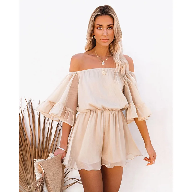 DUYIT Fashion One-Collar Solid Color One-Piece Shorts Women's Summer New Loose Casual Lotus Leaf Sleeve One-Piece Shorts
DUYIT Fashion One-Collar Solid Color One-Piece Shorts Women's Summer New Loose Casual Lotus Leaf Sleeve One-Piece Shorts