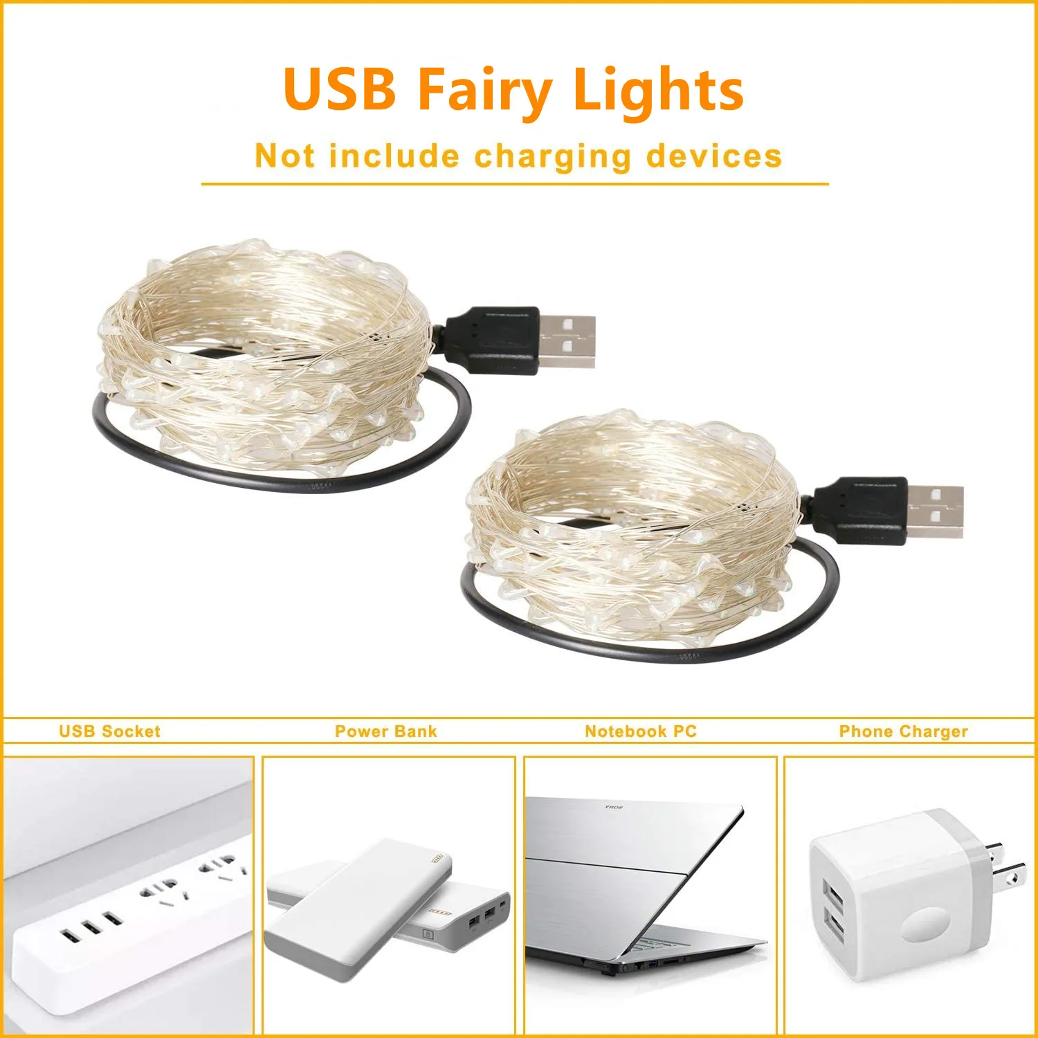 Светодиодная гирлянда Fairy Lights на батарейках и USB, водонепроницаемая, 2 метра, 10 метров, 100 светодиодов, 33 фута, с медной проволокой для украшения Рождества, свадьбы, сада.