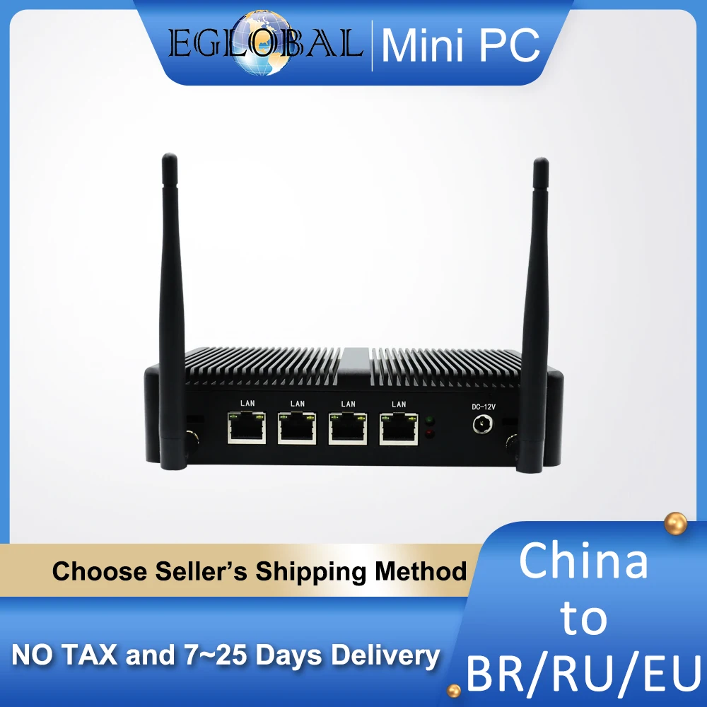 

Eglobal Fanless Pfsense Mini PC Linux J1900 Quad Core Nano Itx 4*Intel WGI211AT Gigabit RJ45 Lan Firewall Router Security Server