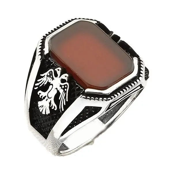 Anniversary Gifts Double Headed Eagle Sterling Silver Men's Ring with Rectangle Burgundy Agate Gemstone Jewelry Gift for Friends
Anniversary Gifts Double Headed Eagle Sterling Silver Men's Ring with Rectangle Burgundy Agate Gemstone Jewelry Gift for Friends