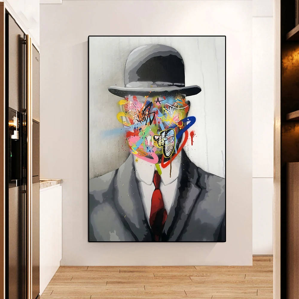 Rene Magritte Street Graffiti Art Canvas Painting Abstract Gentleman Portrait Poster Nordic Wall Art Living Room Home Decoration
Rene Magritte Street Graffiti Art Canvas Painting Abstract Gentleman Portrait Poster Nordic Wall Art Living Room Home Decoration