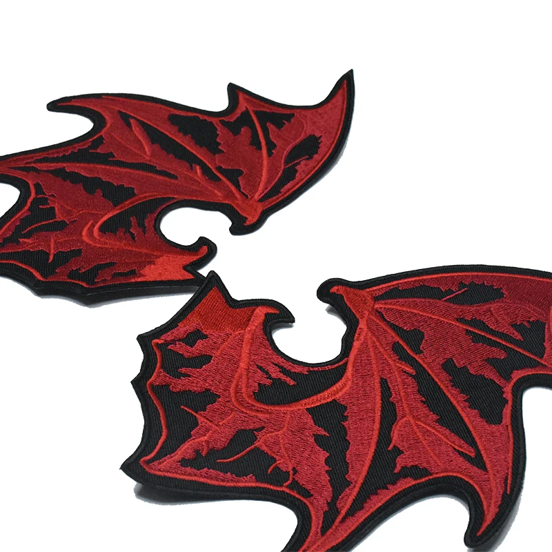 Крутые байкерские нашивки из саржевой ткани с красными крыльями дьявола для
