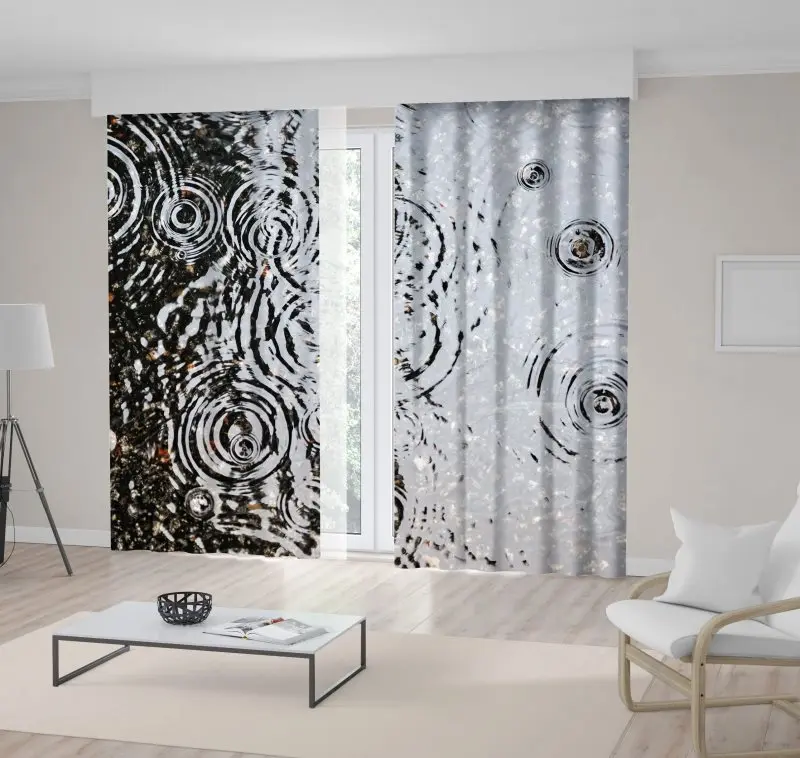 Curtain Rain on Asphalt Road Creating Ripples Rainy Autumn Days Nature Photo Printed Gray Black 
Curtain Rain on Asphalt Road Creating Ripples Rainy Autumn Days Nature Photo Printed Gray Black