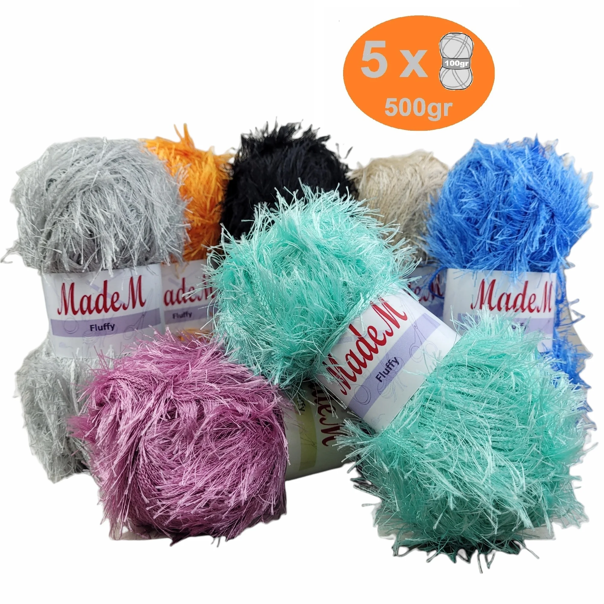 

MadeM Fluffy Yarn Eyelash Furry 5x100gr-160mt %100 Polyester Fur Chunky Fancy Scarf Garments Decoration Hand Knitting Crochet