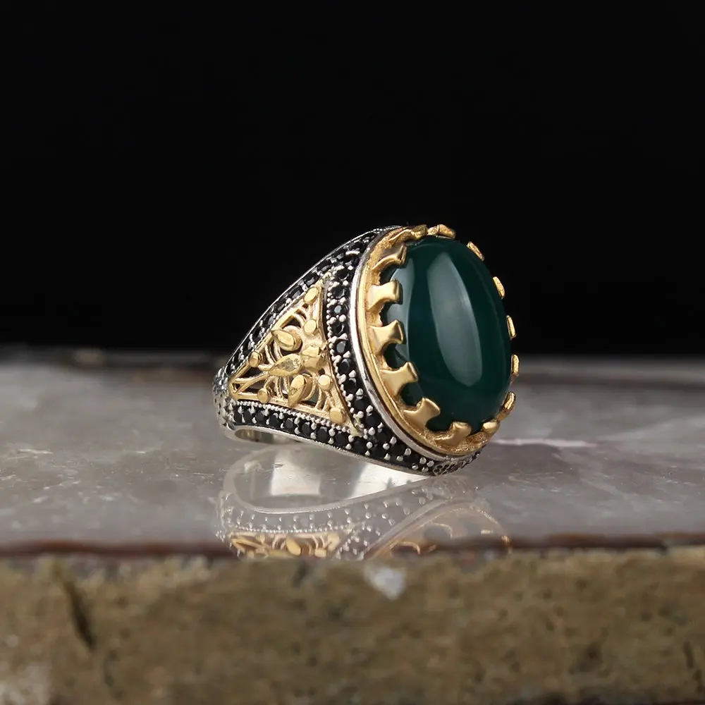 Natural Green Quartz Stone 925 Silver Engraved Traditional Ring Handmade Turkish Signet Rings Rock Jewelry Gift for Women Men
Natural Green Quartz Stone 925 Silver Engraved Traditional Ring Handmade Turkish Signet Rings Rock Jewelry Gift for Women Men