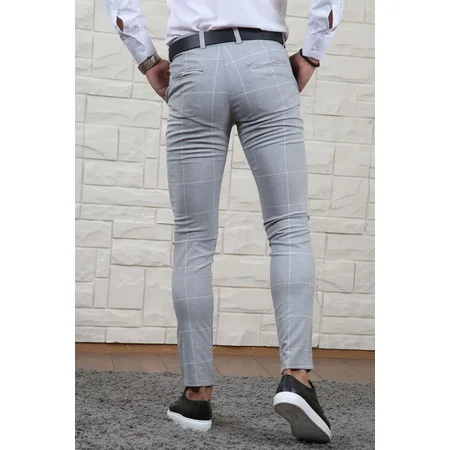 MEN 'S PLAID SIDE POCKET MALE CLOTH TROUSERS GRAY GRAY 452979514 
MEN 'S PLAID SIDE POCKET MALE CLOTH TROUSERS GRAY GRAY 452979514