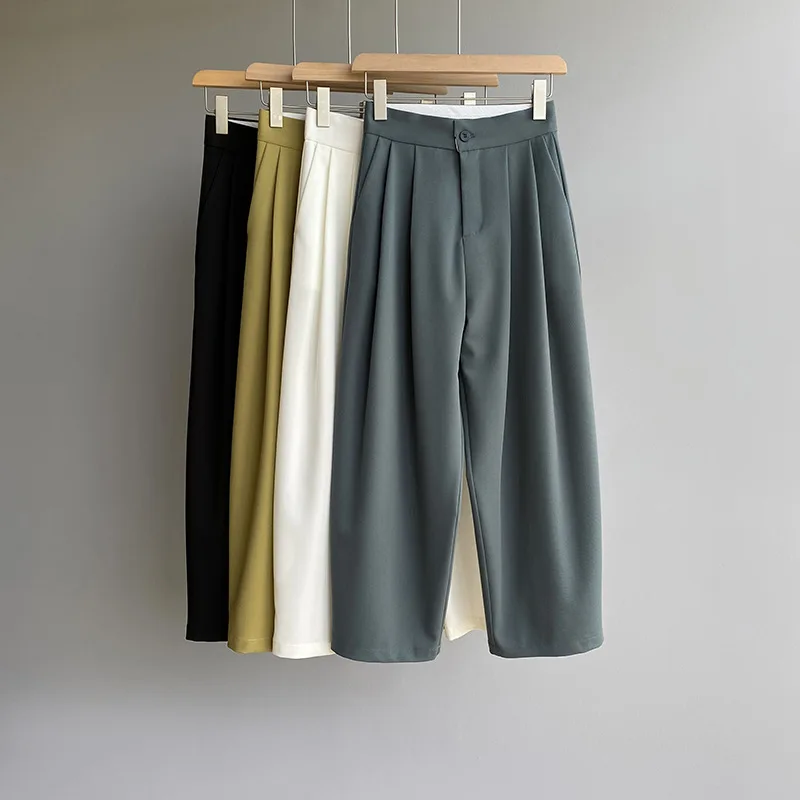 Obrix Cool Casual Style Office Lady Shortened Pants High Waist Female Pleated Folds Streetwear Trousers For Women
Obrix Cool Casual Style Office Lady Shortened Pants High Waist Female Pleated Folds Streetwear Trousers For Women