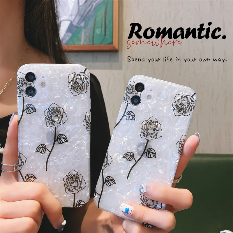 Shell Pattern Phone Case For iPhone 13 12 11 Pro Max Black Rose Flower Back Cover For iphone XR XS Max 6 7 8 Plus Fundas Capa
Shell Pattern Phone Case For iPhone 13 12 11 Pro Max Black Rose Flower Back Cover For iphone XR XS Max 6 7 8 Plus Fundas Capa