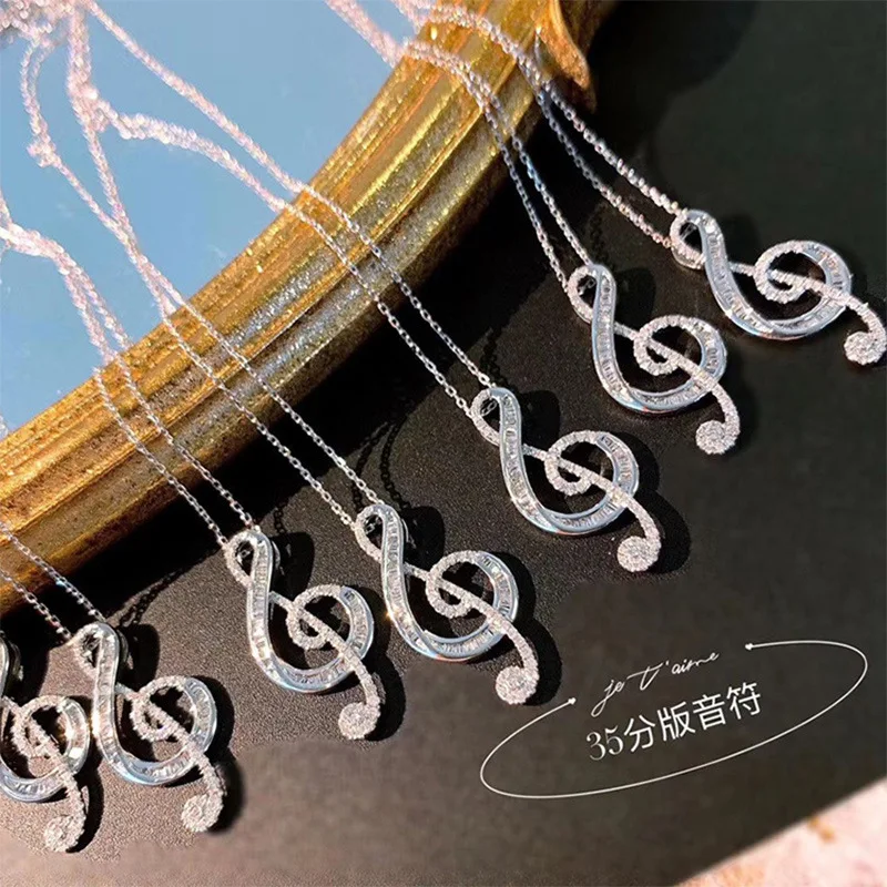Luxury Musical Note Pendant Necklace For Women Charm Silver Color Chain Women's Necklaces Trendy Crystal Female Wedding Jewelry
Luxury Musical Note Pendant Necklace For Women Charm Silver Color Chain Women's Necklaces Trendy Crystal Female Wedding Jewelry