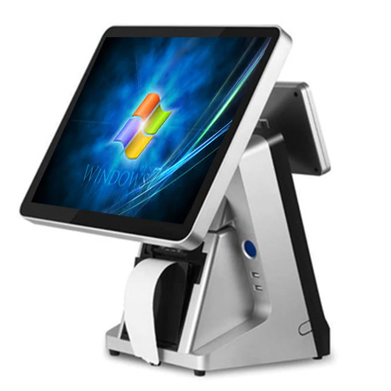 

Factory sales 15'' capacitive touch screen POS system for retailers cash register with 58mm printer VFD POS Terminal