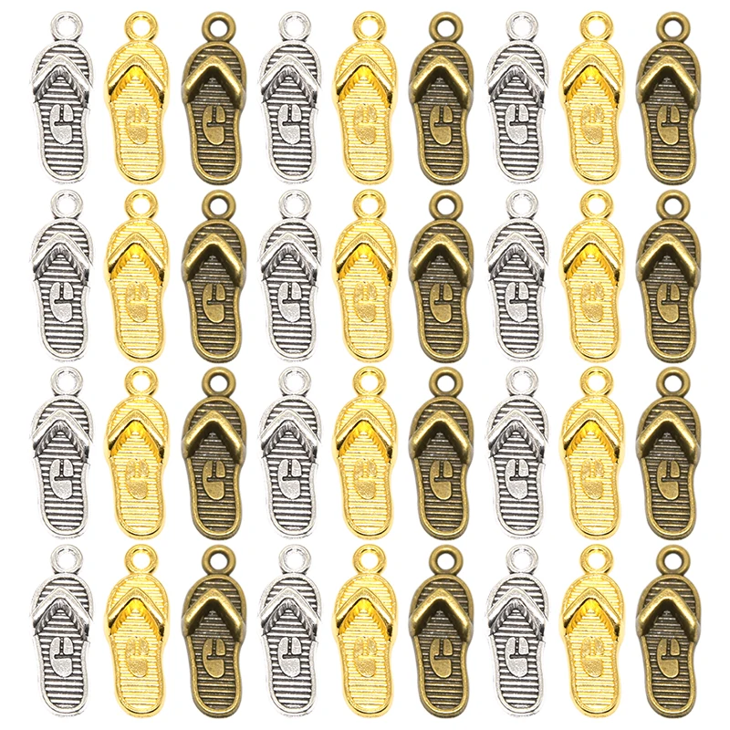 Wholesale 20pcs Three Color Flip Flops Charms Alloy Metal Slipper Pendants For DIY Handmade Jewelry Accessories Making 21*8mm
Wholesale 20pcs Three Color Flip Flops Charms Alloy Metal Slipper Pendants For DIY Handmade Jewelry Accessories Making 21*8mm