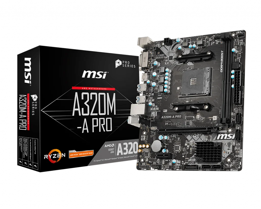 MSI A320M-A PRO A320M Micro-ATX AMD A320 DDR4 3200(OC)MHz,SATA 6Gbps, DVI-D, 32G, USB3.2, Can support R9 CPU Socket AM4
MSI A320M-A PRO A320M Micro-ATX AMD A320 DDR4 3200(OC)MHz,SATA 6Gbps, DVI-D, 32G, USB3.2, Can support R9 CPU Socket AM4