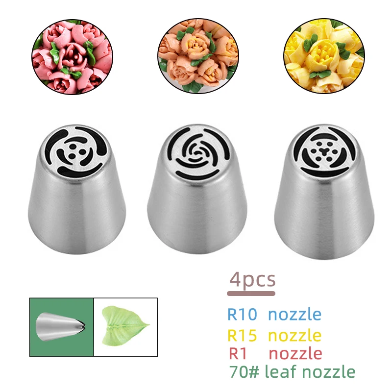 4Pcs/Set Stainless Steel Russian Icing Piping Nozzles Cake Decorating Supplies Decoration Tips Bag Cupcake Decorating Tools
4Pcs/Set Stainless Steel Russian Icing Piping Nozzles Cake Decorating Supplies Decoration Tips Bag Cupcake Decorating Tools