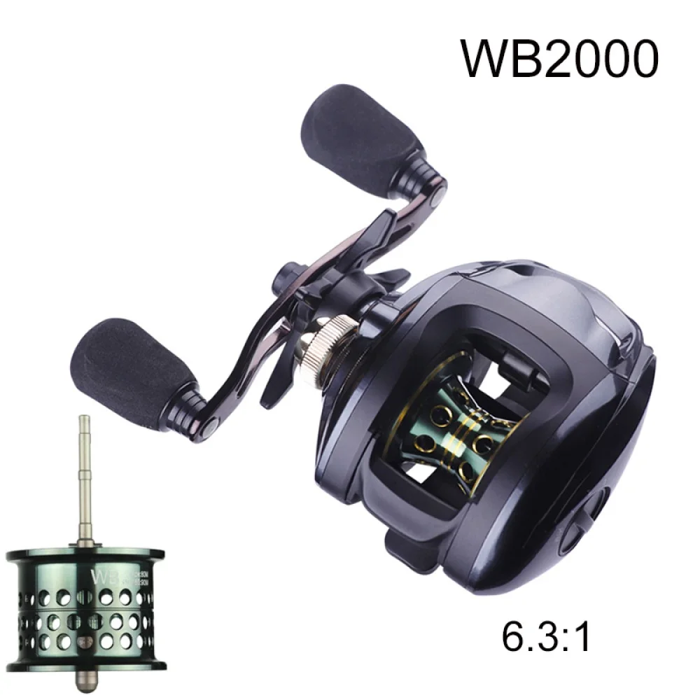 WB1000 2000 Baitcasting Fishing Reel Shallow Spool 6.3:1 High Speend Right Left Hand 5.5KG Max Drag Saltwater Fishing Reel
WB1000 2000 Baitcasting Fishing Reel Shallow Spool 6.3:1 High Speend Right Left Hand 5.5KG Max Drag Saltwater Fishing Reel
