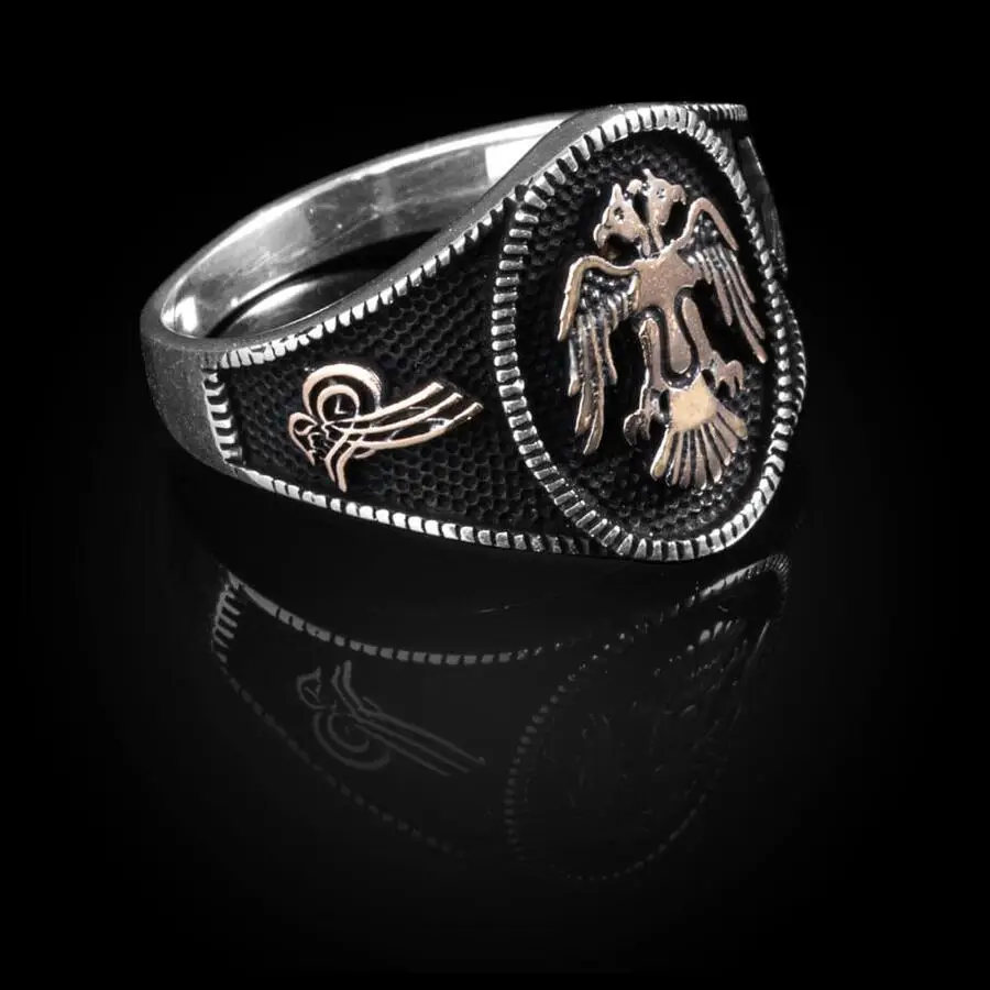 

Double Birds Men Silver Ring Great Seljuk Empire Eagle Ring Animal Men Accessory Handmade Vintage Ottoman Motif Ring