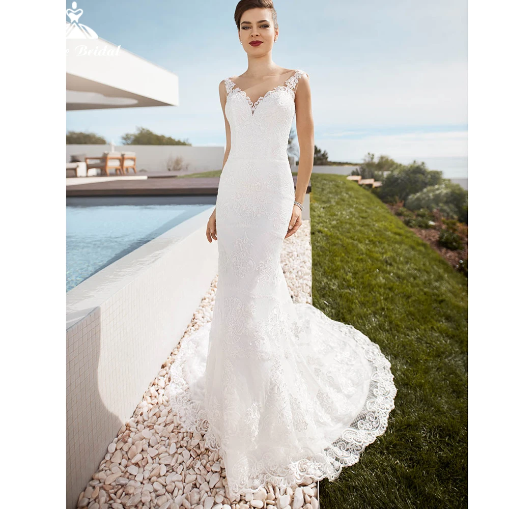 Lovely Mermaid Wedding Dresses 2022 Bridal Gowns Sleeveless Sweep Button TANK V-neck Floor-Length Appliques Lace vestido noiva
Lovely Mermaid Wedding Dresses 2022 Bridal Gowns Sleeveless Sweep Button TANK V-neck Floor-Length Appliques Lace vestido noiva