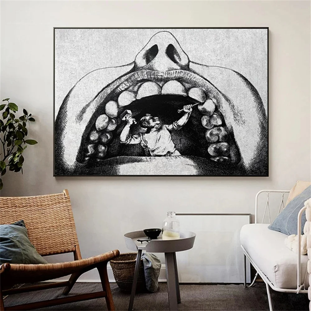 Funny Black and White Poster and Prints Wall Art Man in Mouth Canvas Paintings For Nordic Bedroom Home Decor Unique Gift
Funny Black and White Poster and Prints Wall Art Man in Mouth Canvas Paintings For Nordic Bedroom Home Decor Unique Gift