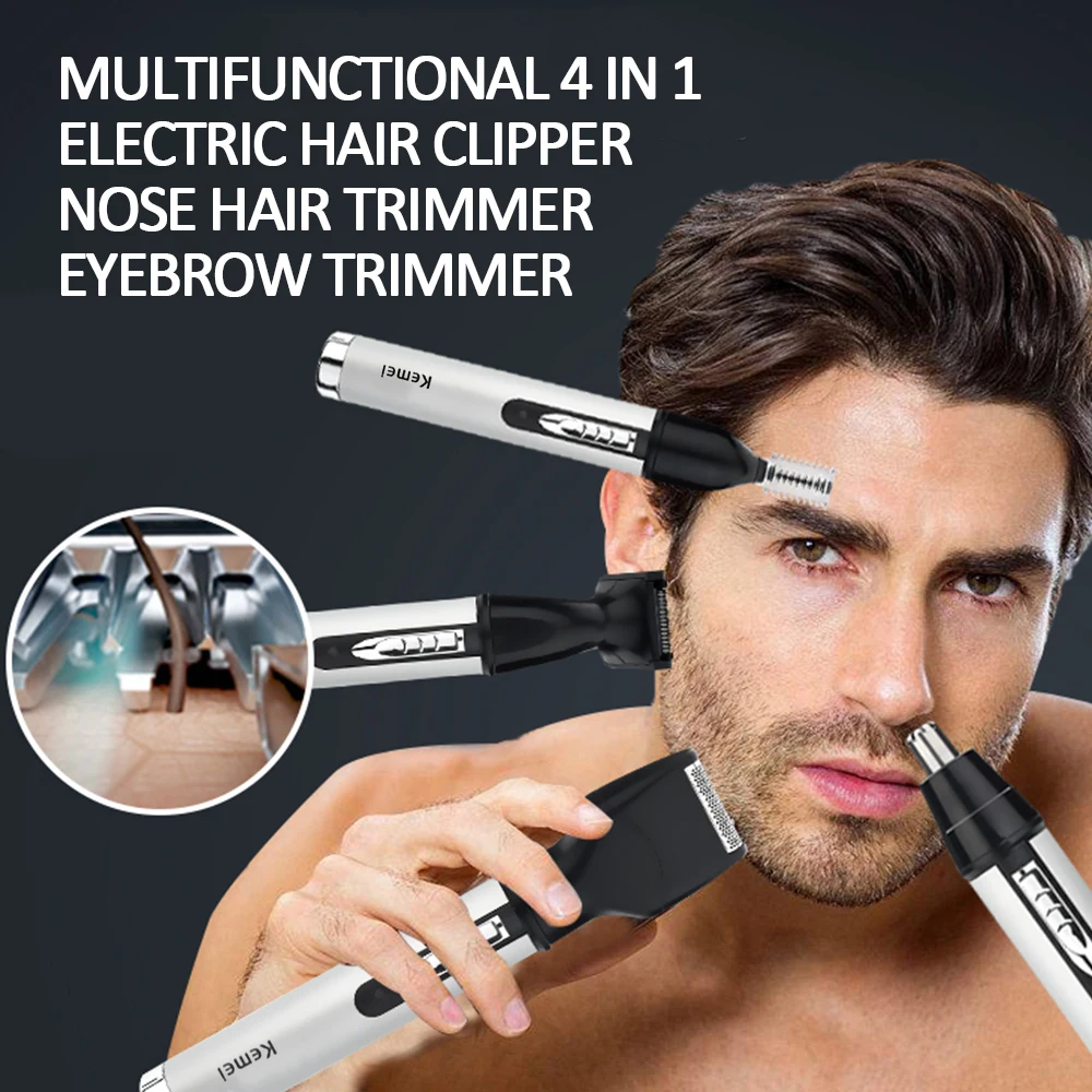 4 in1 Electric Nose Ear Trimmer Nasal Hair Cut Clipper Unisex Hair Removal Eyebrow Trimer Beard Shaving Machine Scissors Razor
4 in1 Electric Nose Ear Trimmer Nasal Hair Cut Clipper Unisex Hair Removal Eyebrow Trimer Beard Shaving Machine Scissors Razor