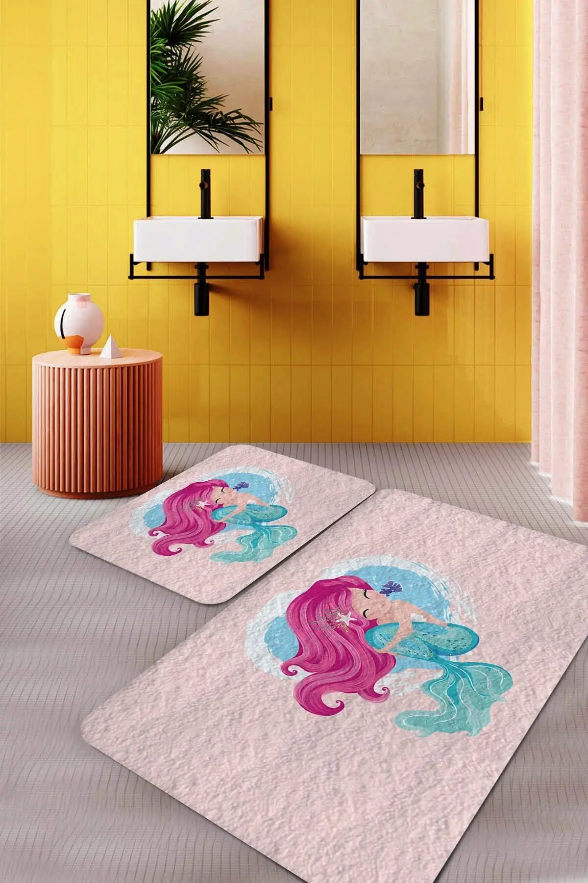 Mermaid Bathroom Rugs-Rugs Bathtub Mat- Shower Room Mat -Toilet Bath Mat- 2 pcs