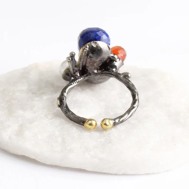 Lapis Lazuli and Orange Pearl Zircon Gold Plated Womens Silver Ring,Woman Silver Zircon Handmade Ring, MultiColor Oval Zircon
Lapis Lazuli and Orange Pearl Zircon Gold Plated Womens Silver Ring,Woman Silver Zircon Handmade Ring, MultiColor Oval Zircon