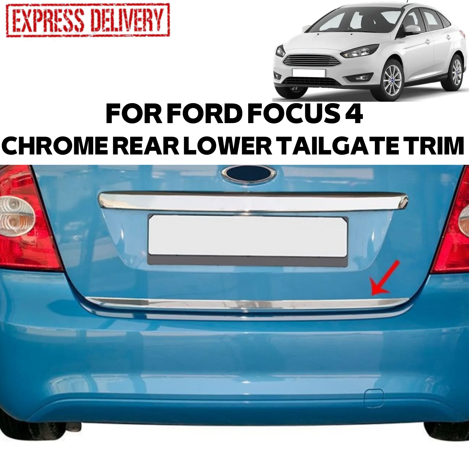 FOR FORD FOCUS 4 2018-2021 CHROME BOTTOM TRUNK LID TRIM TRUNK STREAMER STAINLESS STEEL SILVER COLOR NEW MODEL BRAND CAR ACCESSORY
FOR FORD FOCUS 4 2018-2021 CHROME BOTTOM TRUNK LID TRIM TRUNK STREAMER STAINLESS STEEL SILVER COLOR NEW MODEL BRAND CAR ACCESSORY