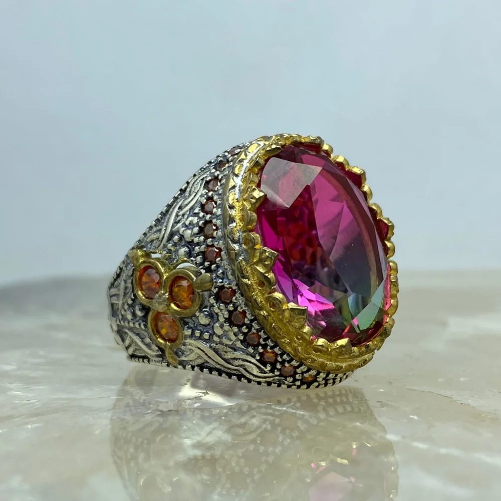Turkish Handmade 925 sterling silver jewelry tourmaline stone men's ring all size
Turkish Handmade 925 sterling silver jewelry tourmaline stone men's ring all size