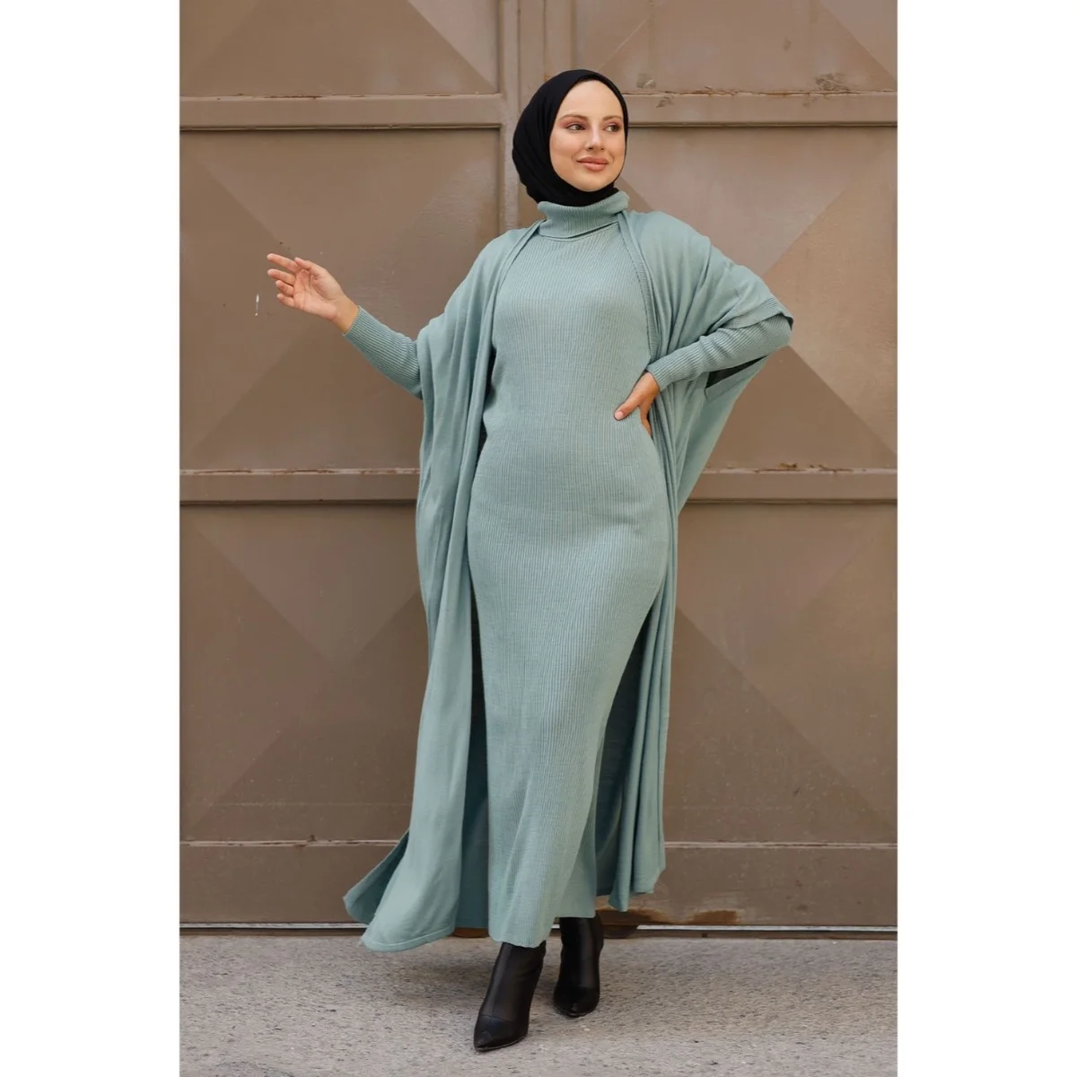 

Комплект одежды для женщин, 2 предмета, мусульманская абайя, Турция, Дубай, женская одежда, хиджаб, платье, новинка 2021