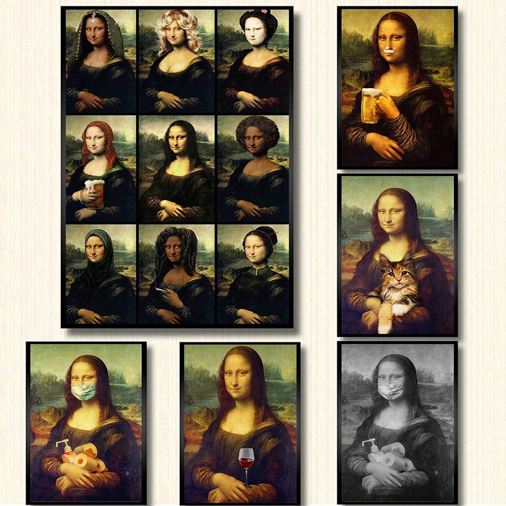 Funny Mona Lisa Art Poster Canvas Prints Colorful Canvas Painting Retro Wall Pictures for Living Room Home Decor
Funny Mona Lisa Art Poster Canvas Prints Colorful Canvas Painting Retro Wall Pictures for Living Room Home Decor