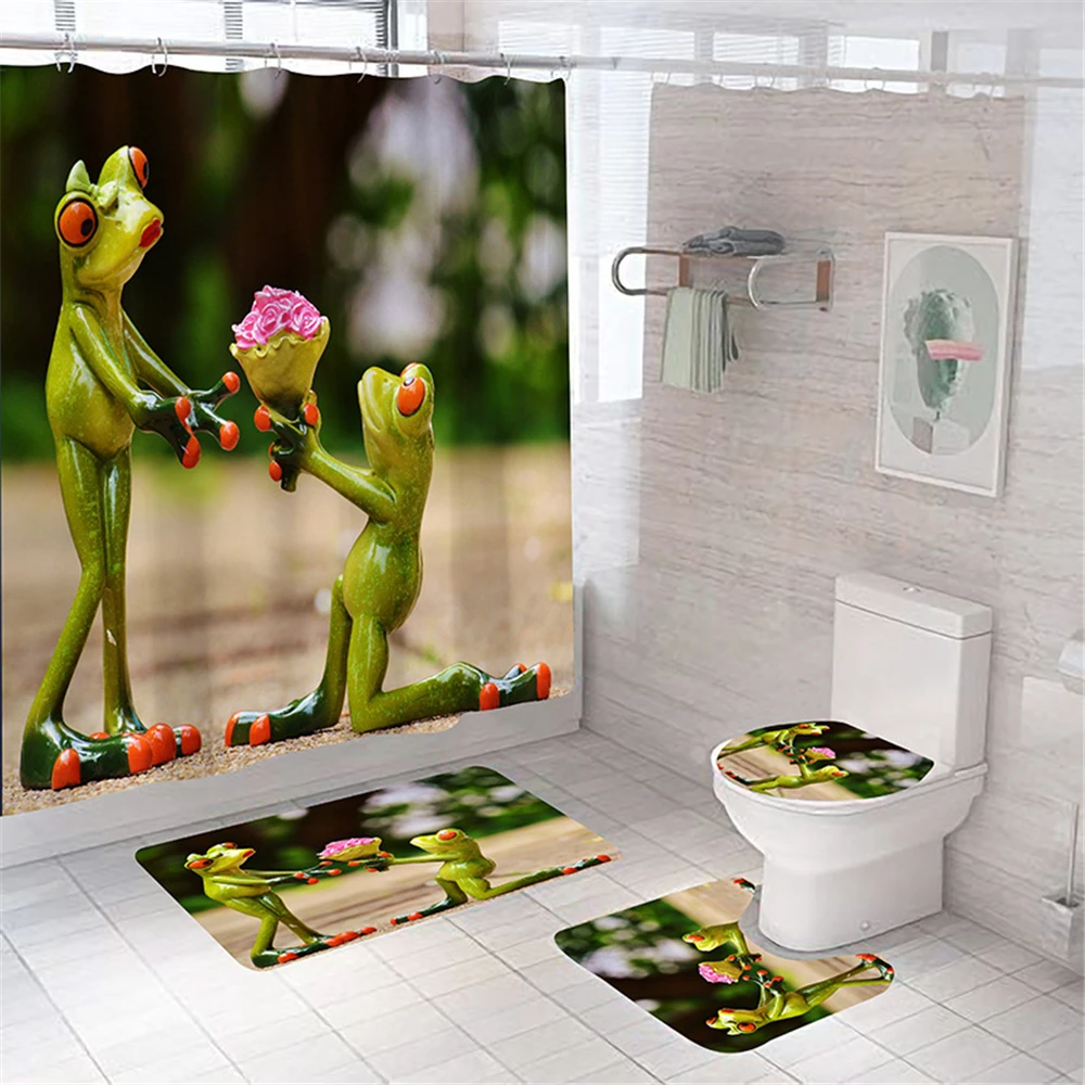 3D Funny Frog Propose Bath Shower Curtains Set With Mat Toilet Rug 12Pcs Hooks Butterfly Bathroom Waterproof Anti Peeping Screen
3D Funny Frog Propose Bath Shower Curtains Set With Mat Toilet Rug 12Pcs Hooks Butterfly Bathroom Waterproof Anti Peeping Screen