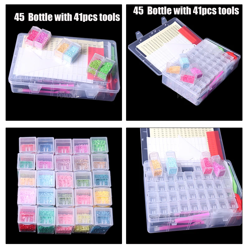 45 Bottle Diamond Painting with 41 tools Accessories Storage Box Beads Container Diamond Embroidery Stone Mosaic Convenience Box
45 Bottle Diamond Painting with 41 tools Accessories Storage Box Beads Container Diamond Embroidery Stone Mosaic Convenience Box