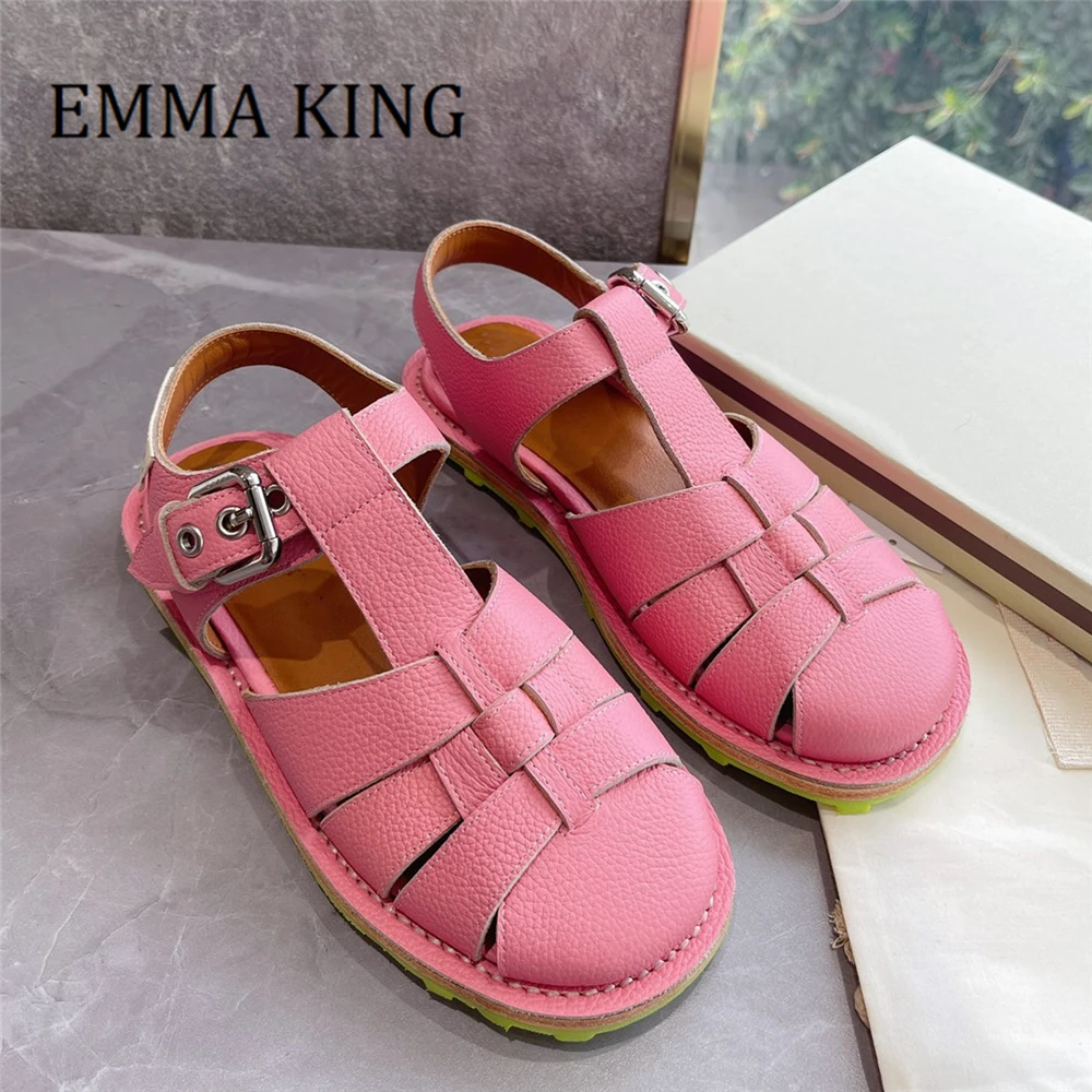 Summer Women Men's Fisherman Leather Sandals Round Toe Buckled Strap Retro Flats Shoes Unisex Casual Thick Bottom Sandalias 45
Summer Women Men's Fisherman Leather Sandals Round Toe Buckled Strap Retro Flats Shoes Unisex Casual Thick Bottom Sandalias 45