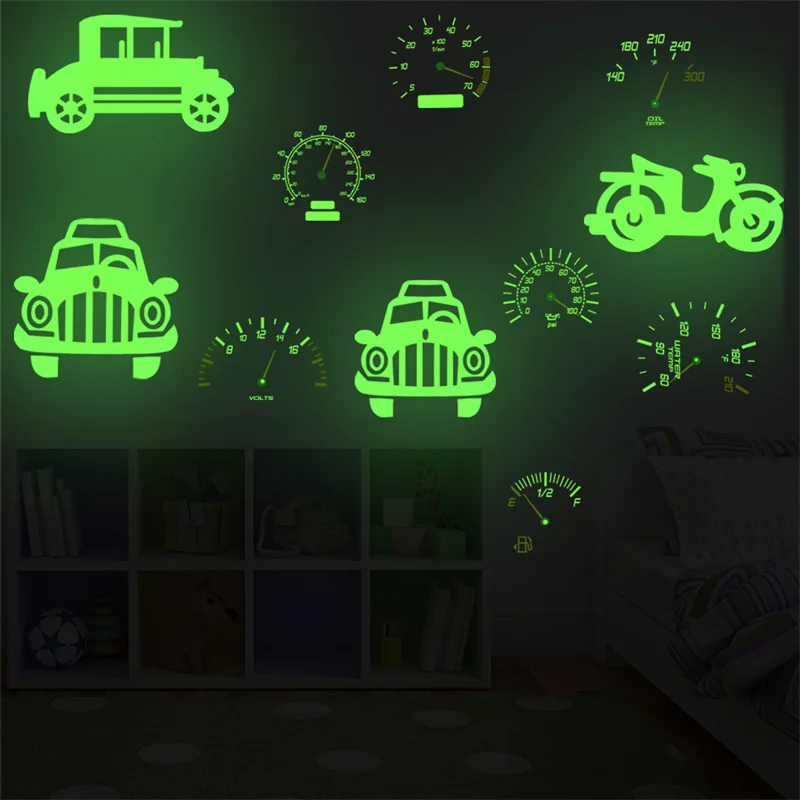 

Светящиеся в темноте автомобильные наклейки для детской комнаты декор светящийся Автомобиль DIY художественные настенные наклейки украшен...