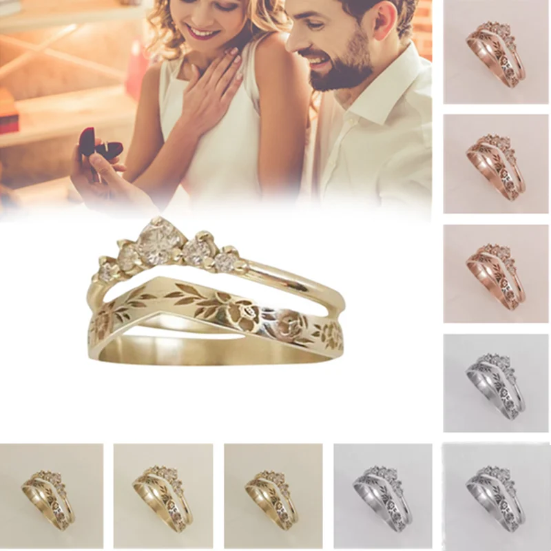 Rings for Women V- shaped Wreath Engagement Wedding Ring Vintage Aestheti Crown Rings Set Party Jewelry Gift Anillos high qual
Rings for Women V- shaped Wreath Engagement Wedding Ring Vintage Aestheti Crown Rings Set Party Jewelry Gift Anillos high qual