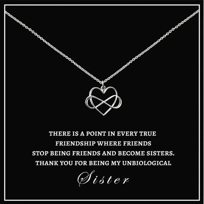 Simple and Fashionable Infinity Heart Unbiological Sister Pendant Necklaces for Best Friends Gifts Jewellery
Simple and Fashionable Infinity Heart Unbiological Sister Pendant Necklaces for Best Friends Gifts Jewellery