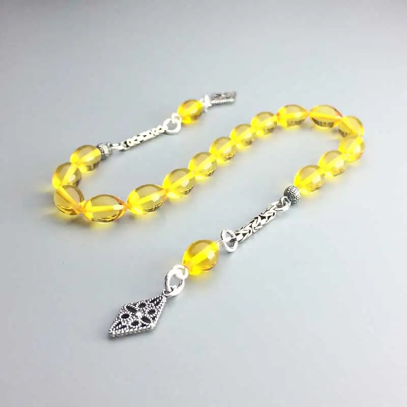 Yellow Bakelite Stress Chain Polshak Mascot Rosary 925 sterling silver tassels
Yellow Bakelite Stress Chain Polshak Mascot Rosary 925 sterling silver tassels