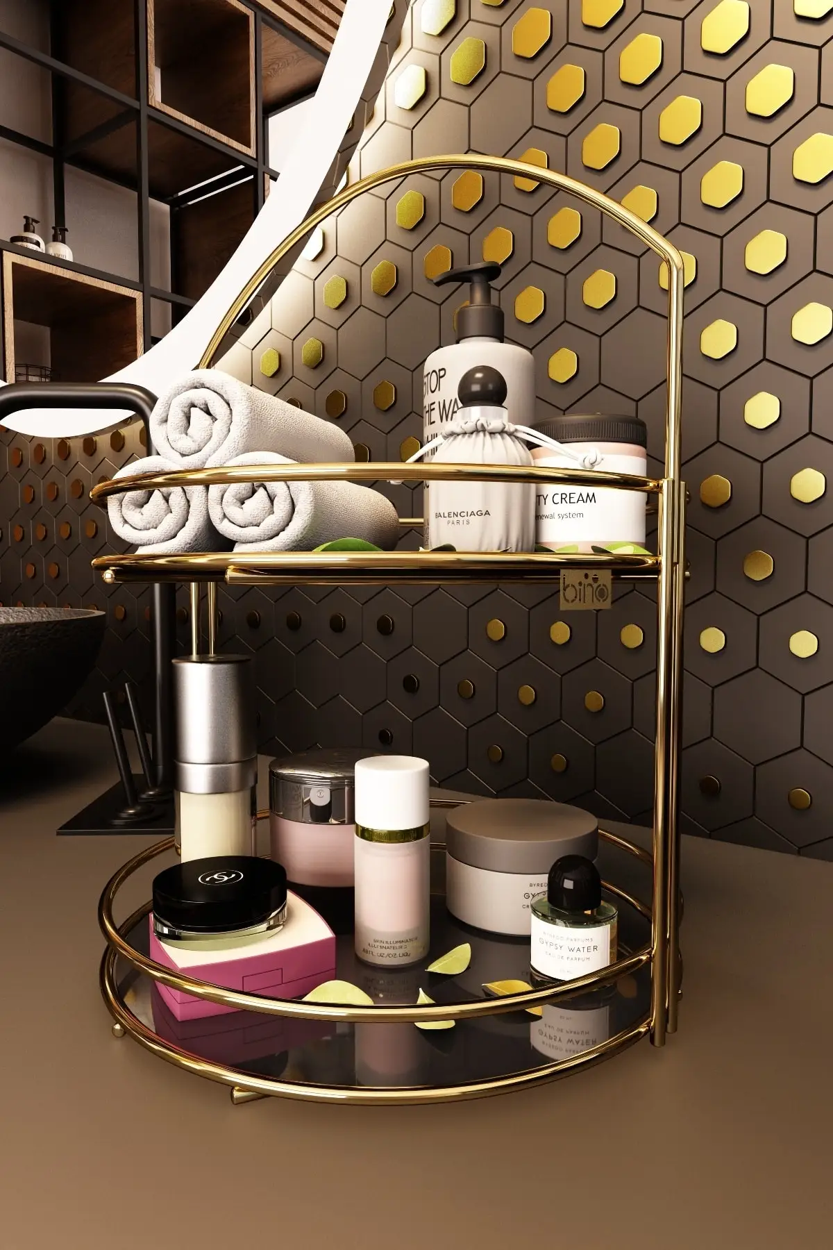 The Bathroom Organizer is Jewelry Cosmetic Towel Rack Stand 2 Layer 40 Cm Multi-Purpose Kitchen Makeup Luxury Elegant Design Decor
The Bathroom Organizer is Jewelry Cosmetic Towel Rack Stand 2 Layer 40 Cm Multi-Purpose Kitchen Makeup Luxury Elegant Design Decor